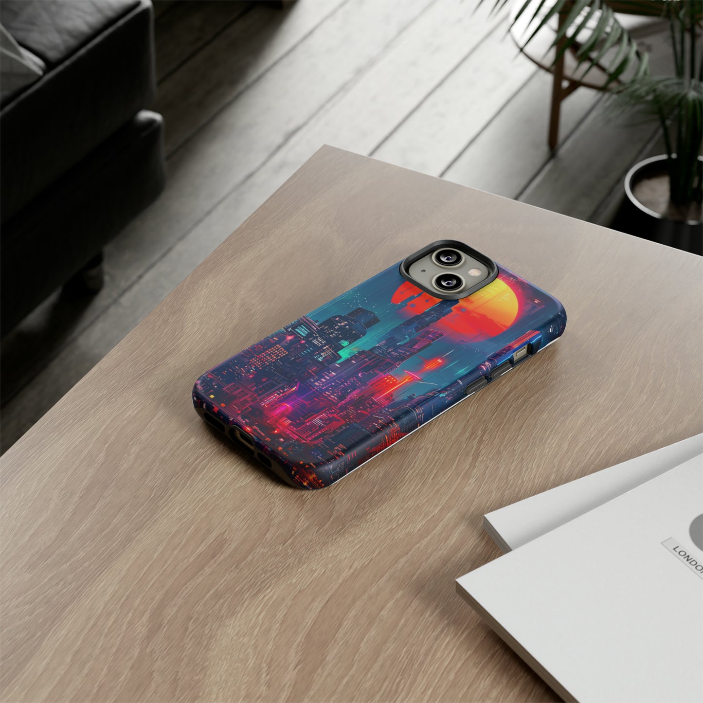 Cyberpunk Full Moon Cityscape Phone Case