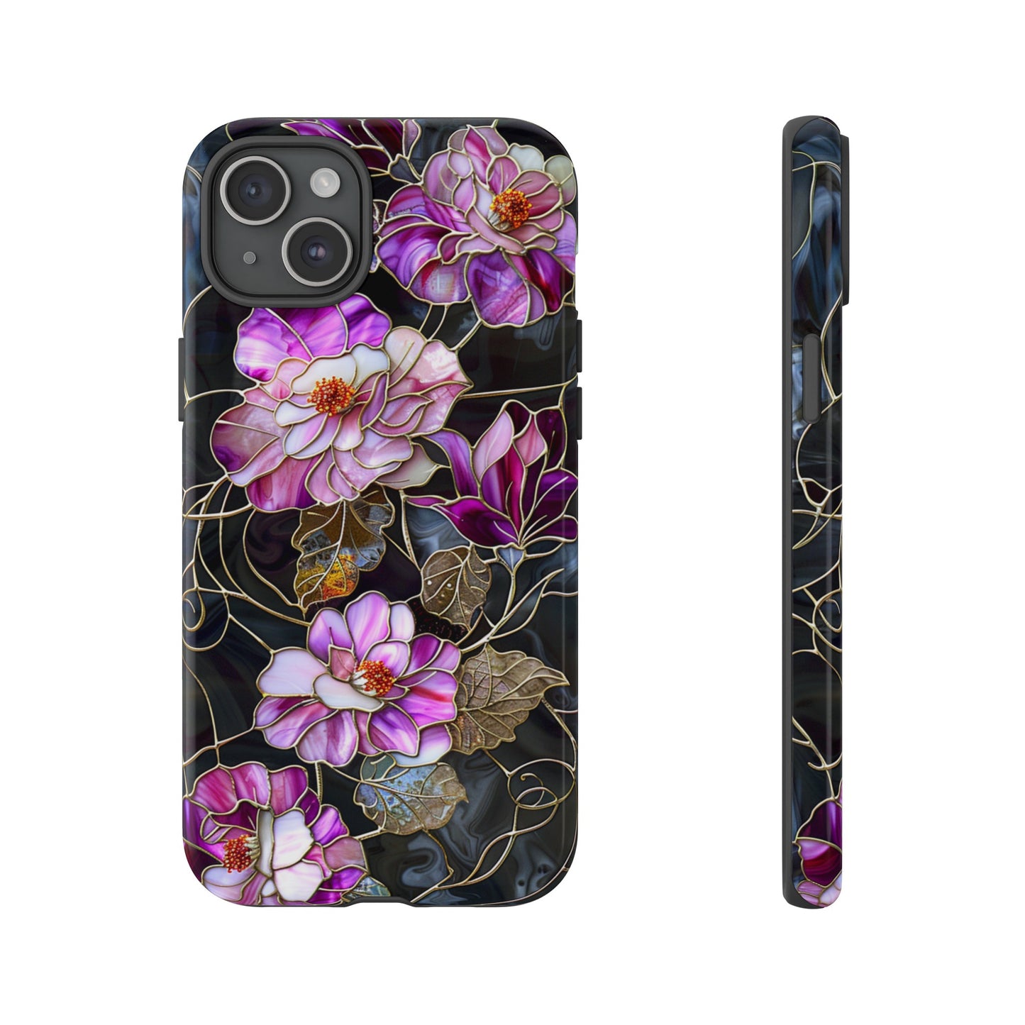 Magenta Color Floral Stained Glass Phone Case