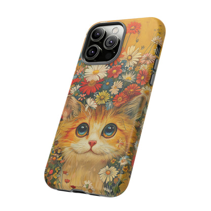 Cute Cat in Floral Garden Phone Case