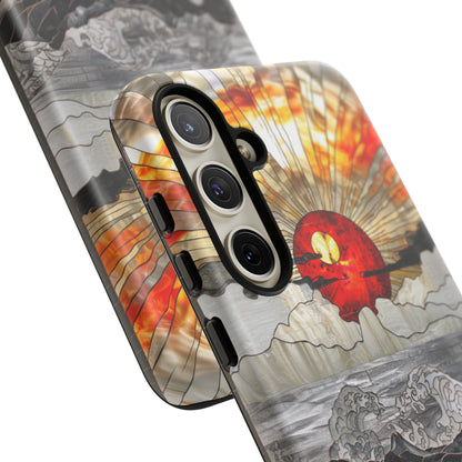 Japanese Rising Sun Phone Case Stained Glass Ocean Wave Phone Cover iPhone 15 Case