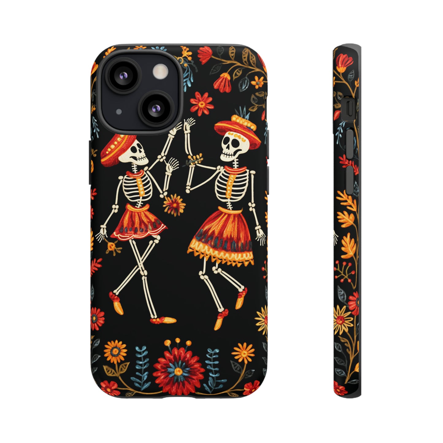 Dead Can Dance, iPhone 15 case, Floral Embroidery Skeletons | Whimsical Dance of the Departed for Google Pixel, iPhone & Samsung Galaxy