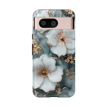 White Flower on Marble Stone  Phone Case