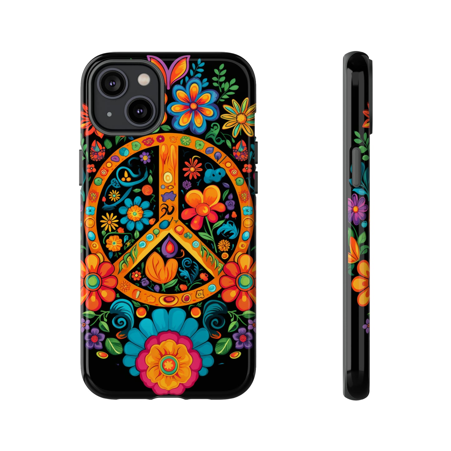 Peace Sign Embroidery Floral Hippie Style Phone Case