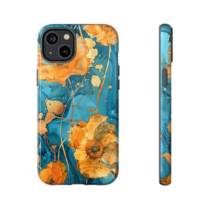 Gold Poppies Color Splash Floral Design Phone Case