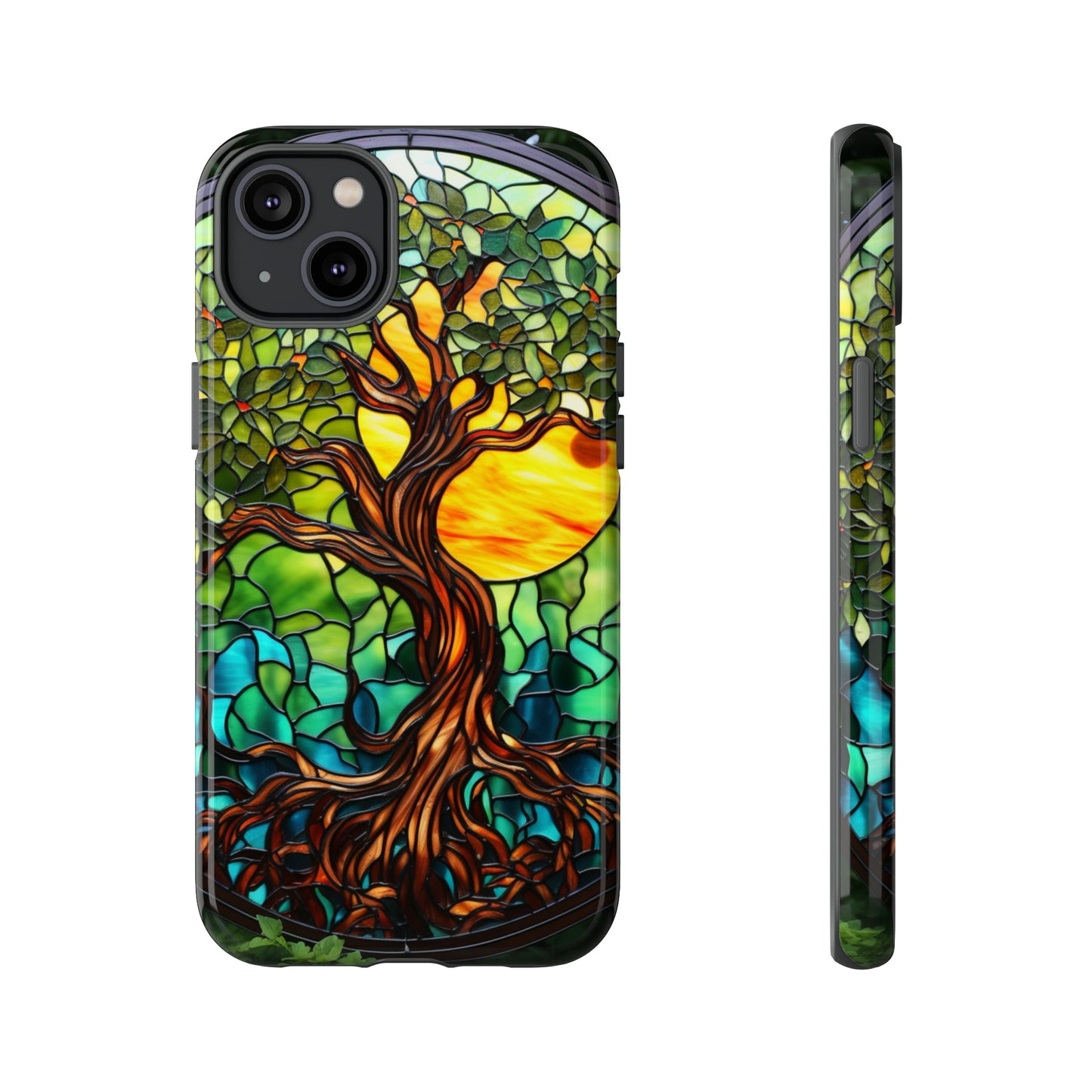 Art Nouveau stained glass design on iPhone 15 case