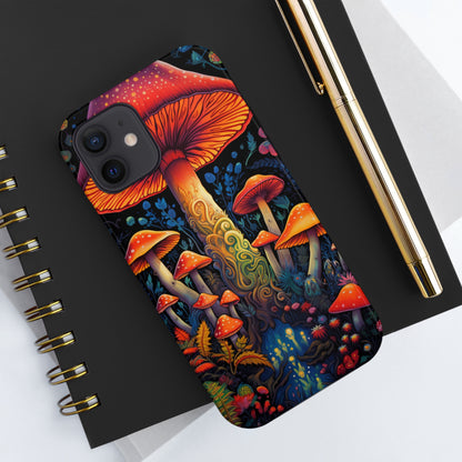 Trippy Magic Mushroom Tough iPhone Case | Psychedelic Art Phone Cover