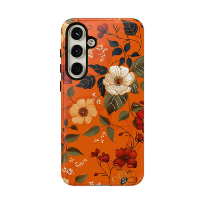 Orange Floral Phone Tough Case