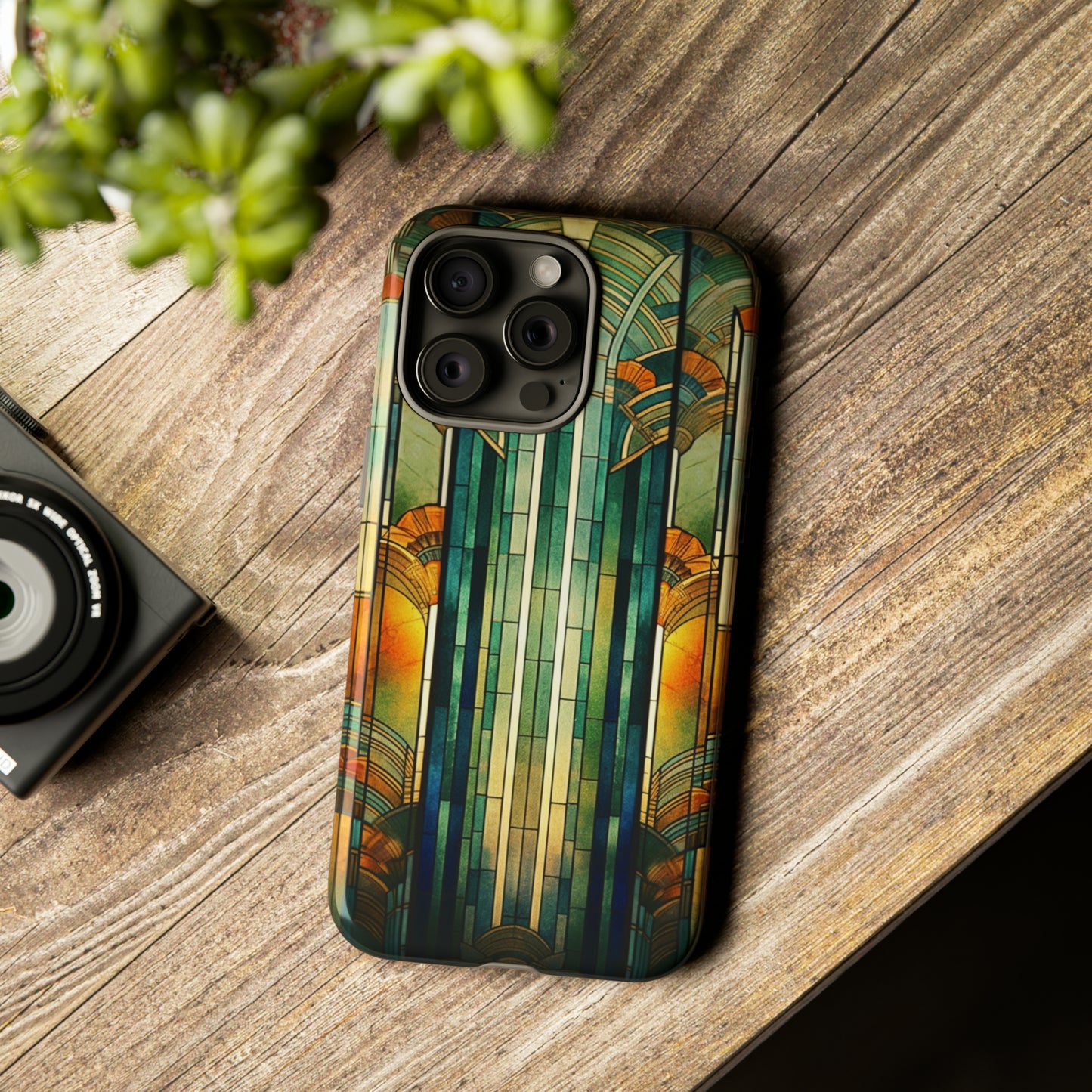 Art Deco Stained Glass floral Phone Case for iPhone 15, 14, Pro Max, 13, 12 & Samsung Galaxy S23, S22, S21, Google Pixel