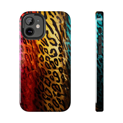 Kaleidoscopic Wild: Psychedelic Rainbow Leopard Print | Dazzling iPhone Case