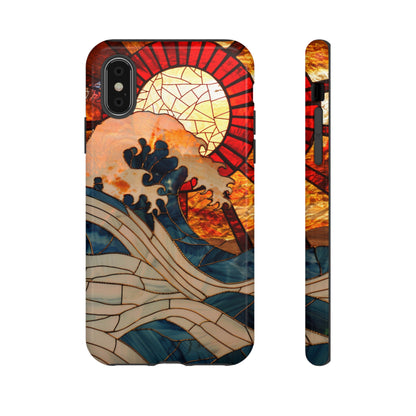 Japanese Rising Sun Phone Case Stained Glass Ocean Wave