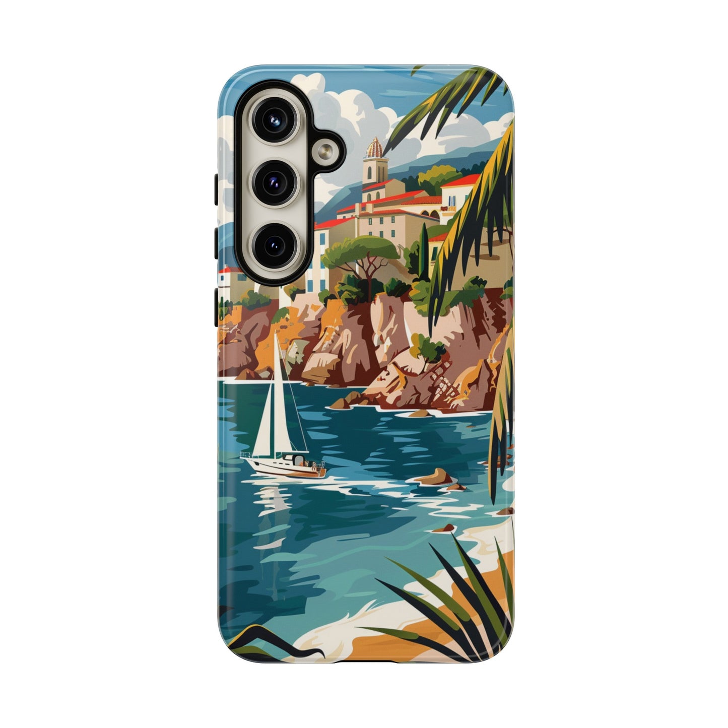 Midcentury French Riviera Sailboat Painting Phone Case