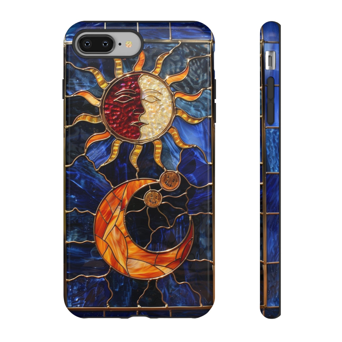 Celestial Stained Glass Moon and Stars iPhone 15 Case