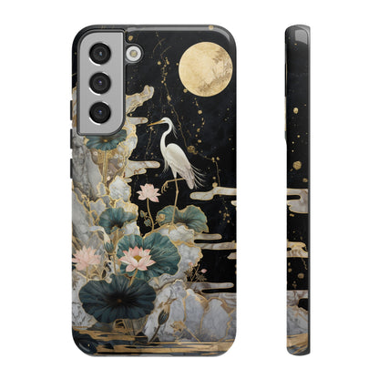 Heron and Moon Floral Zen Art Phone Case