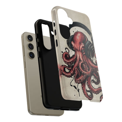 Retro Style Japanese Octopus Listening to Headphones Phone Cover