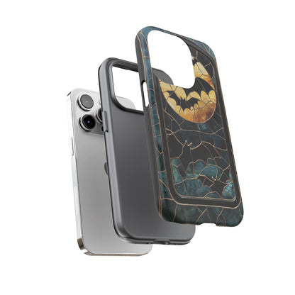 Halloween Phone Case Bats Stained Glass Style Spooky Moon Phone Cover