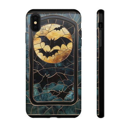 Halloween Phone Case Bats Stained Glass Style Spooky Moon Phone Cover