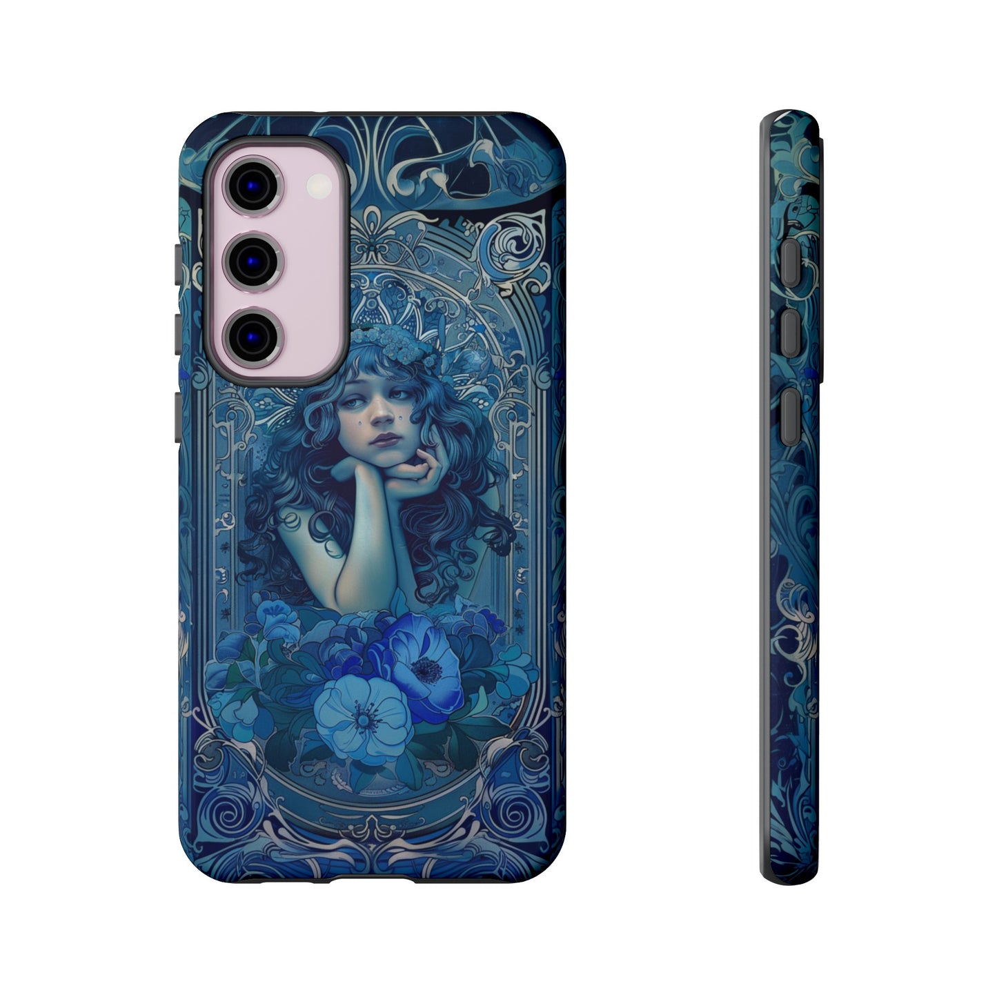 Blue Floral Art Nouveau Style Phone Case