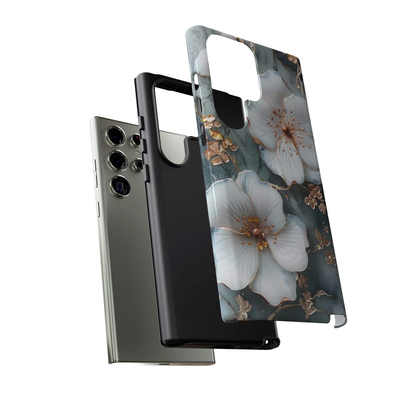 White Flower on Marble Stone  Phone Case