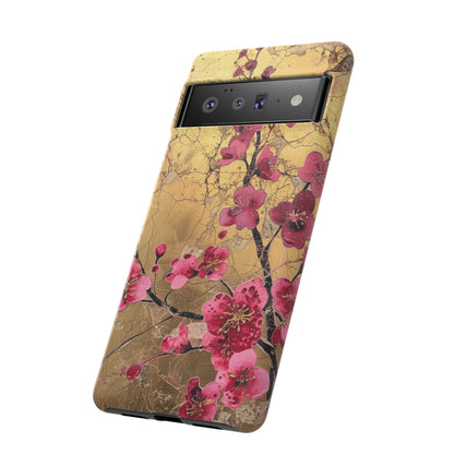 Pink Forget Me Nots Gold Floral Phone Case