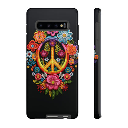 Peace Sign Embroidery Floral Hippie Style Phone Case