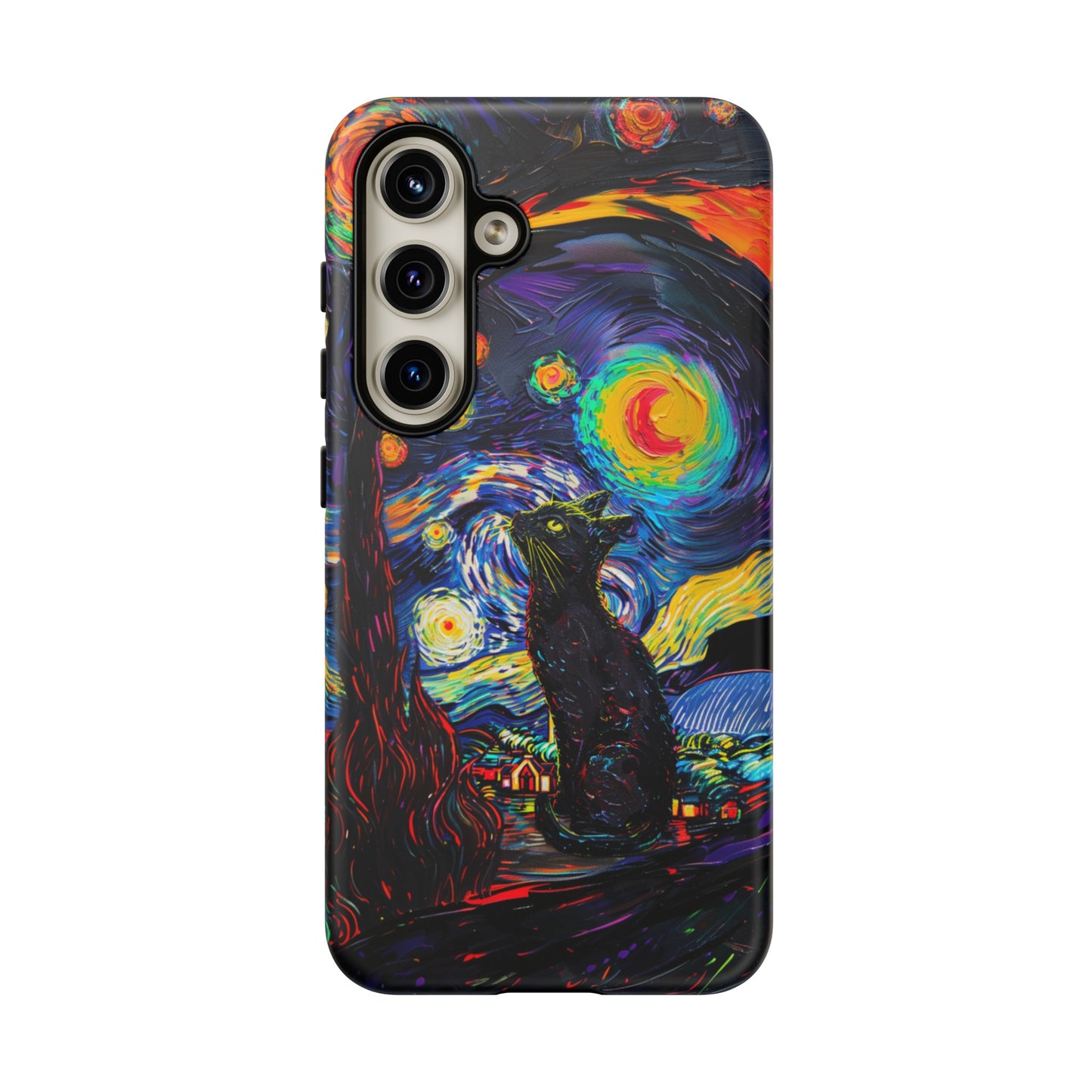 Starry Night Black Cat Van Gogh Painting Art Phone Case