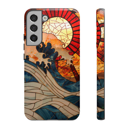 Japanese Rising Sun Phone Case Stained Glass Ocean Wave