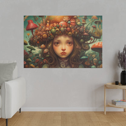 Surrealist Pop Art AI generated Head full of Magic Mushrooms | Stretched Canvas Print