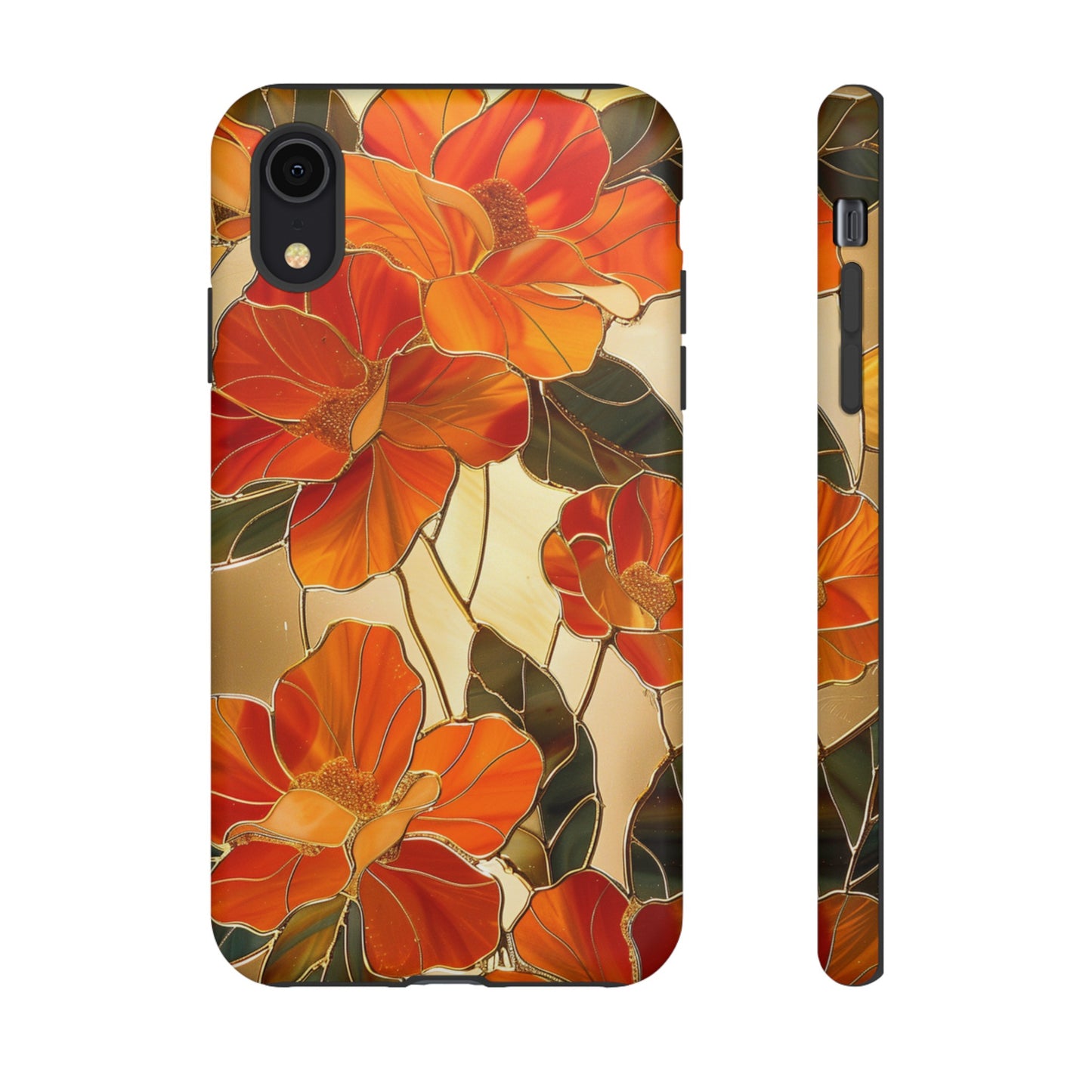 Orange Floral Phone Case Stained Glass Flower Aesthetic