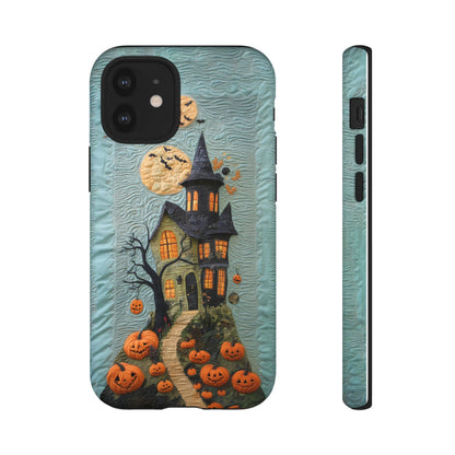 Halloween Haunted House Vintage Embroidery Style Phone Cover