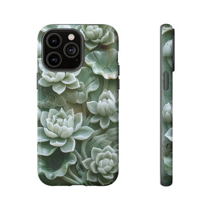 Green Jade Lotus Floral Art Phone Case