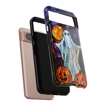 Stained Glass Halloween Ghost and Jack-o'-Lanterns Phone Cover