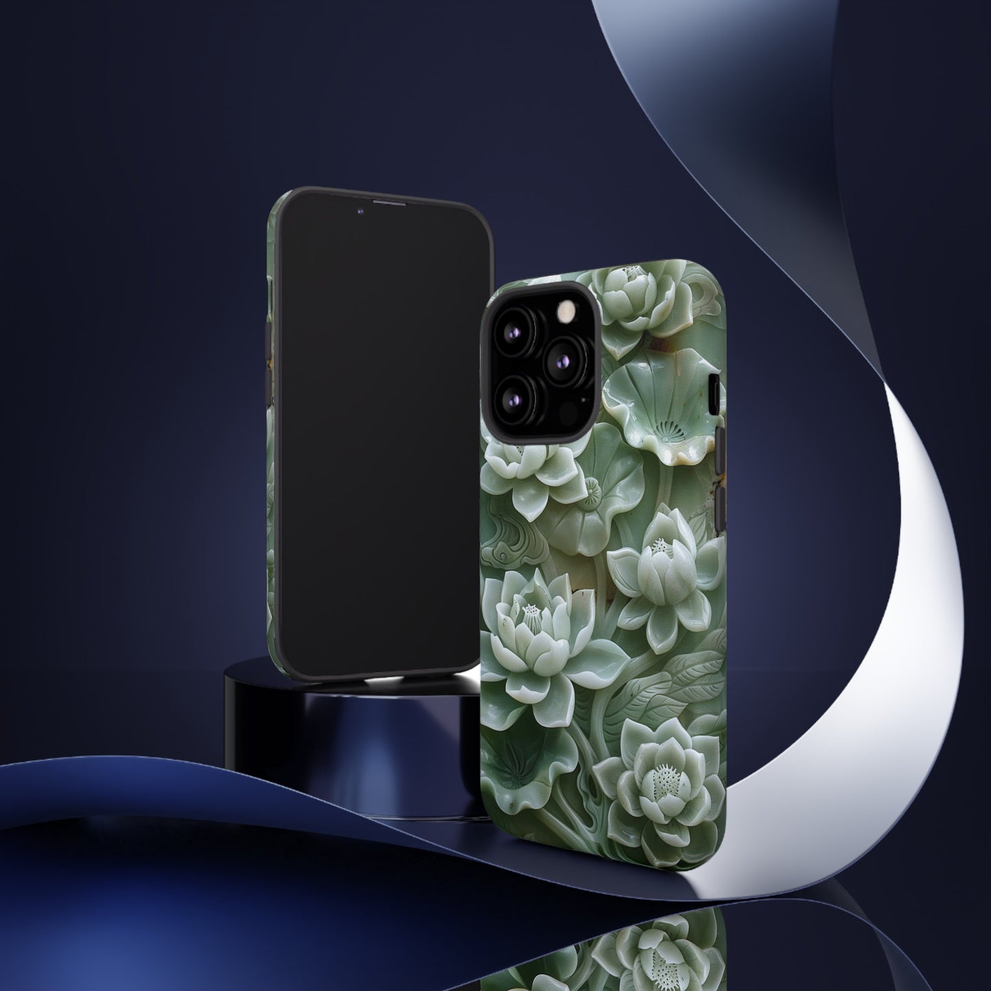 Green Jade Lotus Floral Art Phone Case