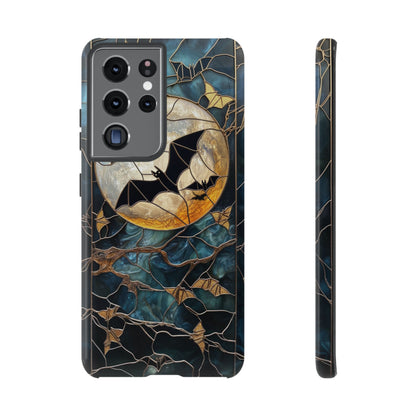 Halloween Phone Case Bats Stained Glass Style Spooky Moon Phone Cover