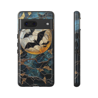 Halloween Phone Case Bats Stained Glass Style Spooky Moon Phone Cover