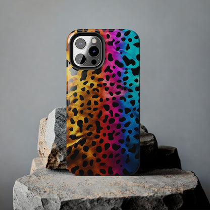 Kaleidoscopic Wild: Psychedelic Rainbow Leopard Print | Dazzling iPhone Case