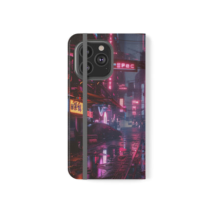 Cyberpunk City at Night Wallet Case