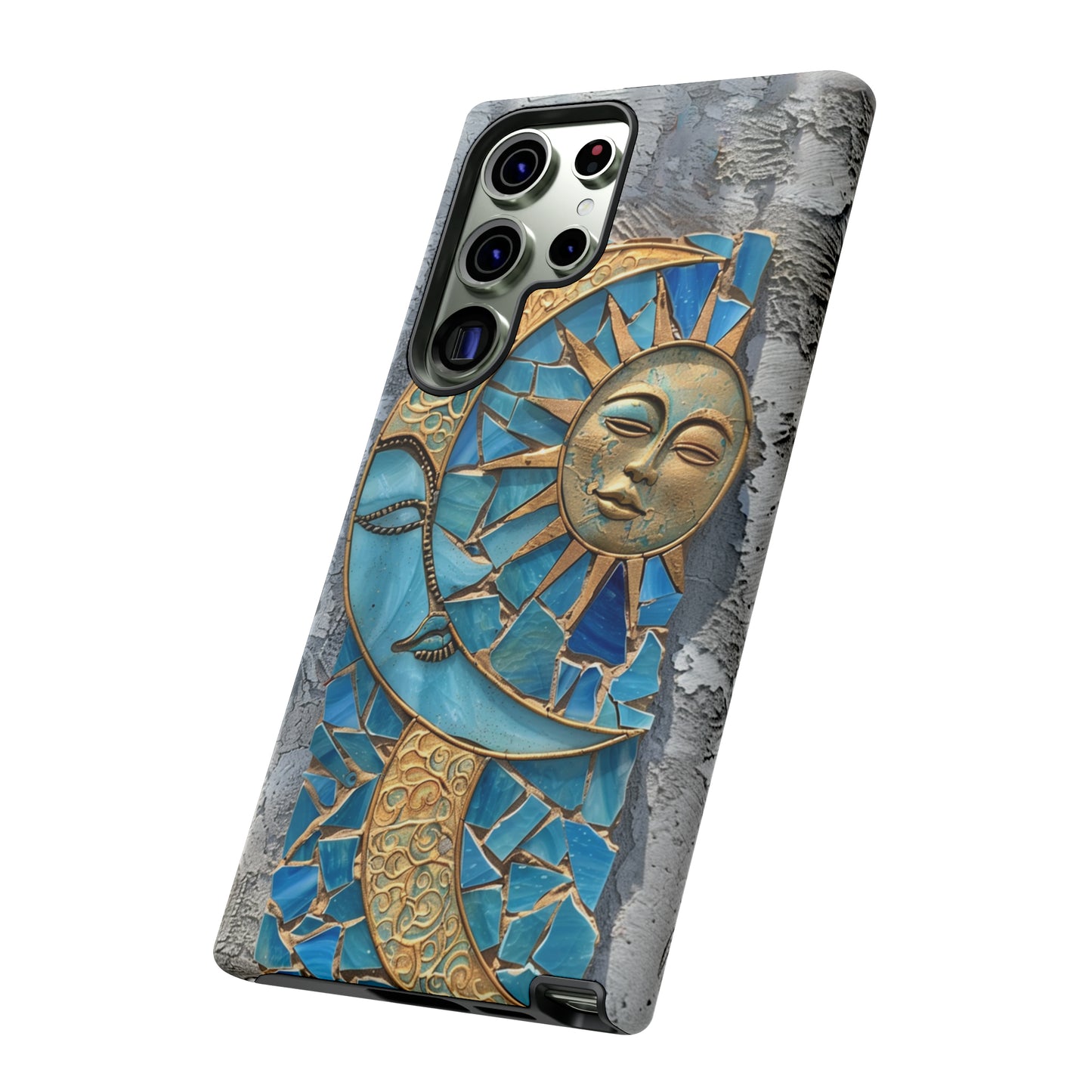 Boho Sun and Moon Mosaic Tile Stained Glass Phone Case