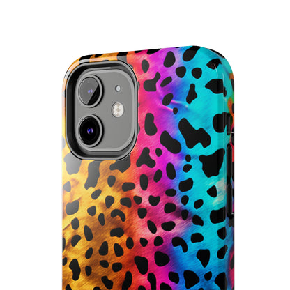 Kaleidoscopic Wild: Psychedelic Rainbow Leopard Print | Dazzling iPhone Case