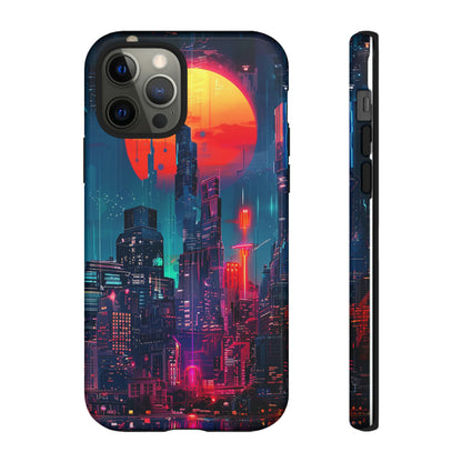 Cyberpunk Full Moon Cityscape Phone Case