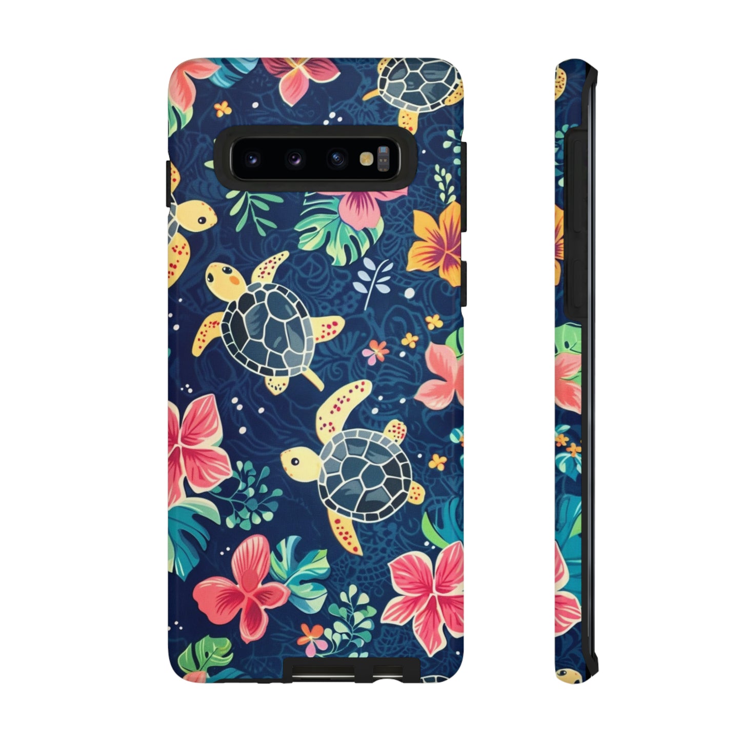 Undersea Floral Blue Sea Turtle Phone Case