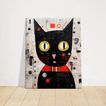 Black Cat Dada Design Canvas Art Print | Unique Modern Wall Decor