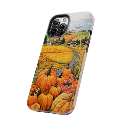 Harvest Hues: Halloween Pumpkin Patch | Embroidered Landscape for iPhone Range