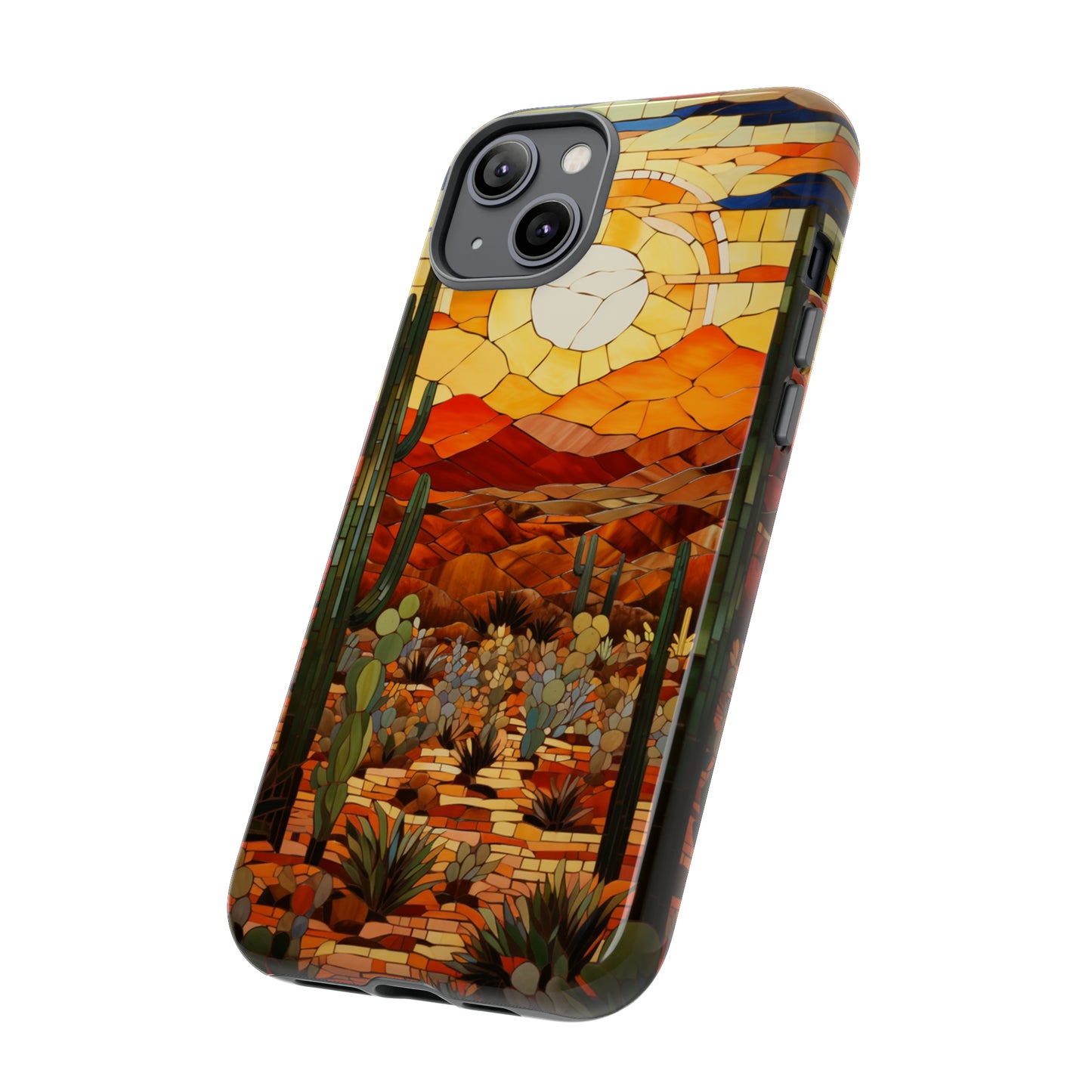 Desert Sunset Cactus Mosaic Tile