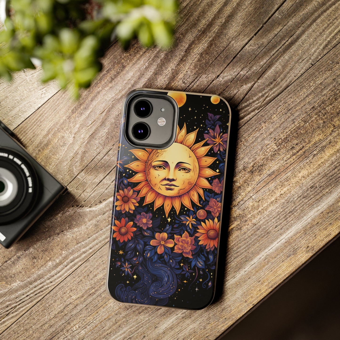 Cosmic Blooms: Floral Sun, Moon & Stars iPhone Case - Where Celestial Meets Botanical