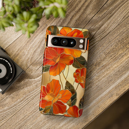 Orange Floral Phone Case Stained Glass Flower Aesthetic