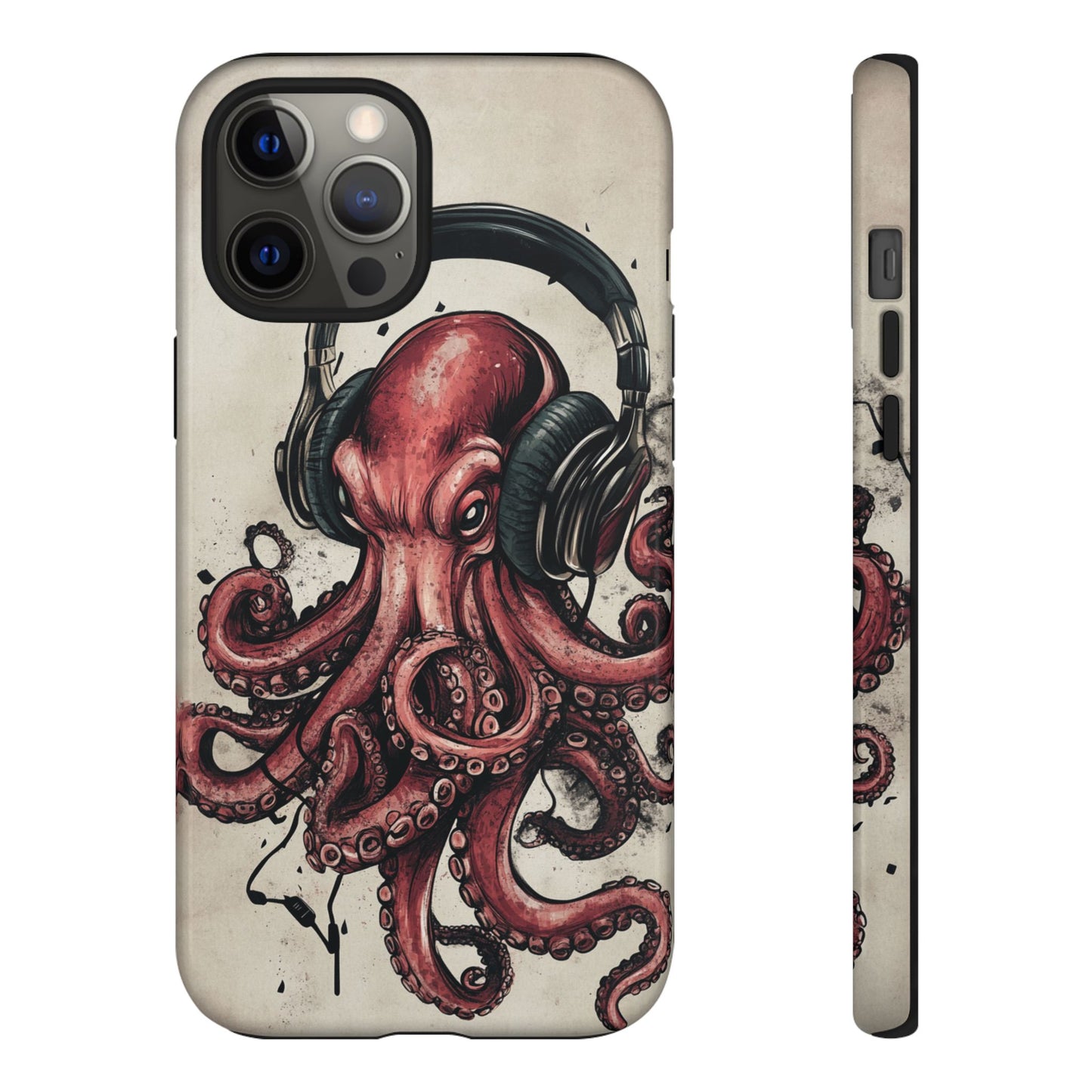 Retro Style Japanese Octopus Listening to Headphones Phone Cover