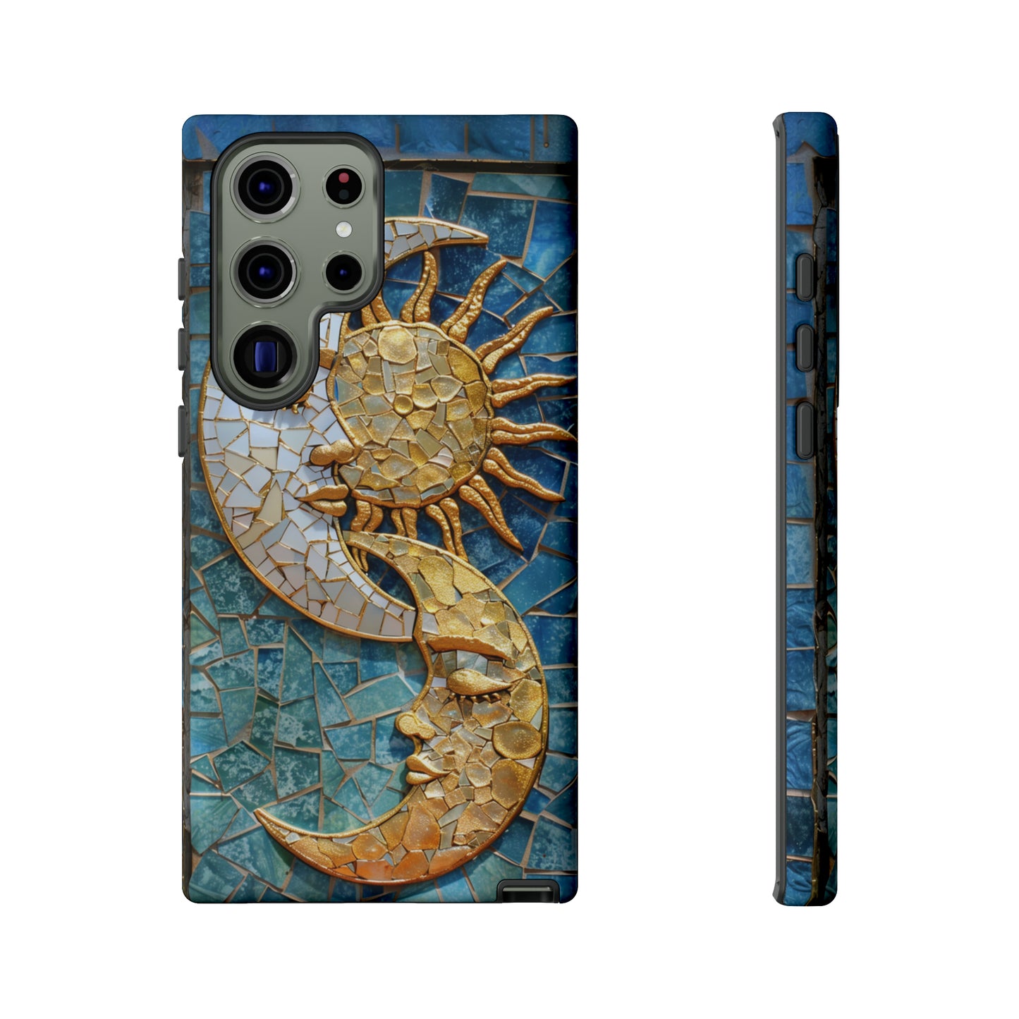 Boho Sun and Moon Mosaic Tile Stained Glass Phone Case