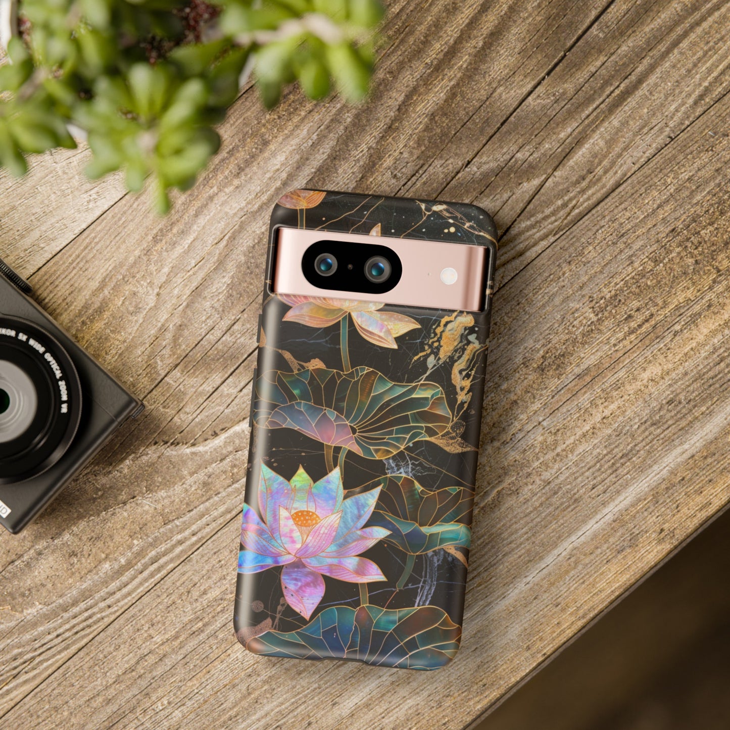 Zen Stained Glass Lotus Floral Design Phone Case