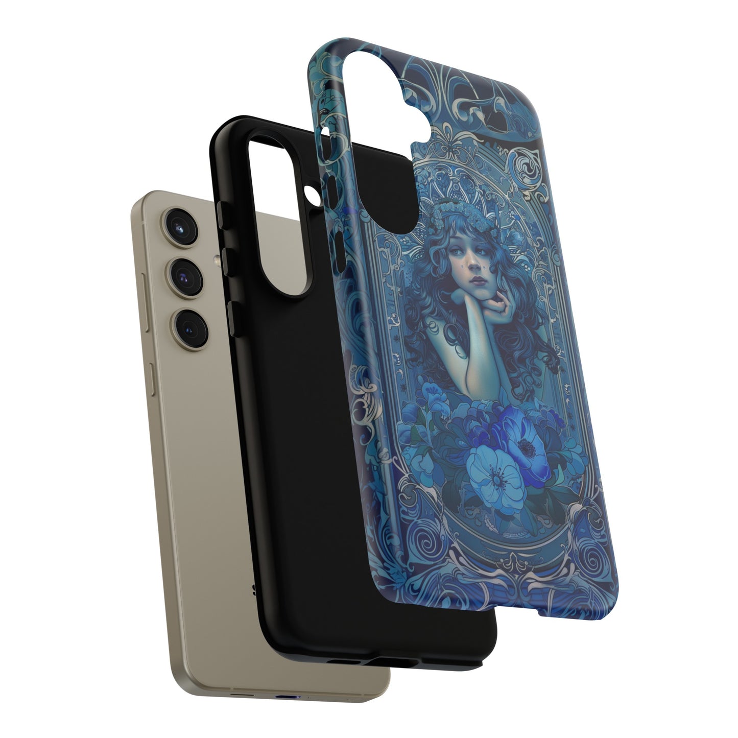 Blue Floral Art Nouveau Style Phone Case