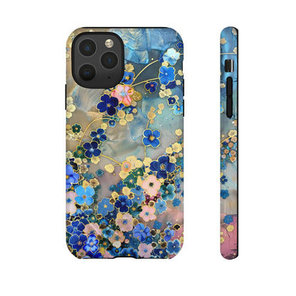 Forget Me Nots Gold Color Splash Floral Design Phone Case